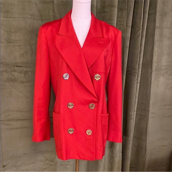 Cruise by Max Mara Elegant wool Red Double-Breasted Women's Blazer, US10 - Picture 1 of 12